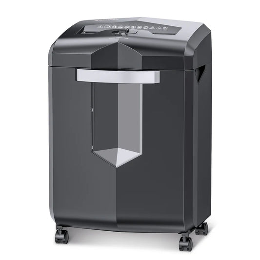 Black paper shredder on a white background Businessential Bonsaii C149-C