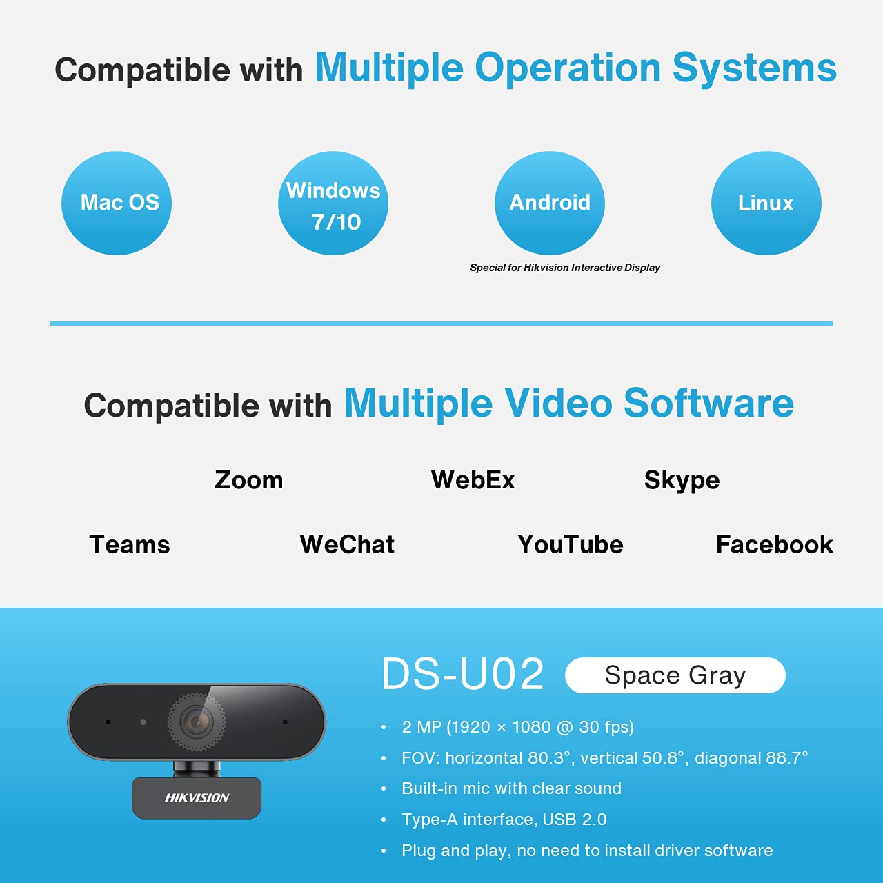 HIKVISION Full HD USB Webcam DS-U02