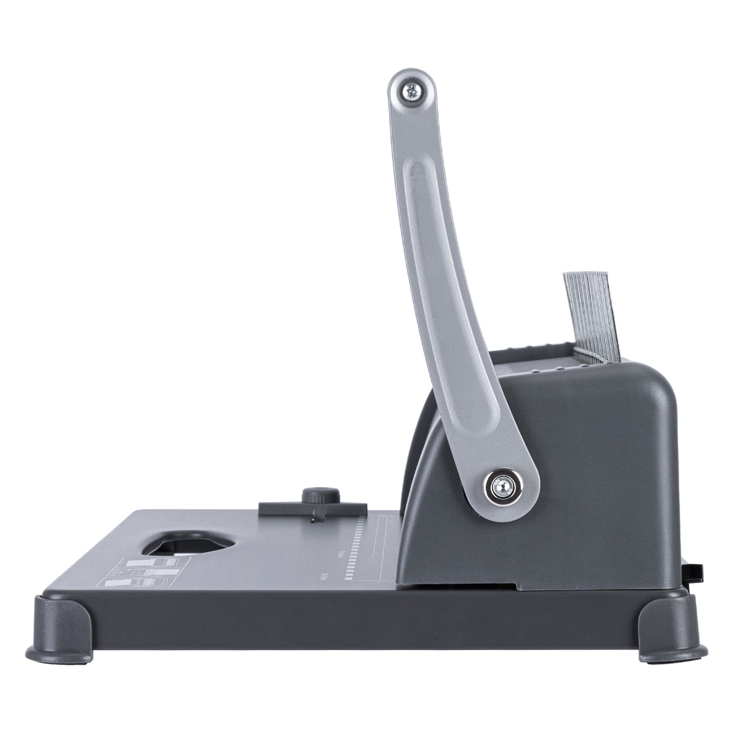 Gray paper punch on a white background Deli E3871 Comb Binding Machine