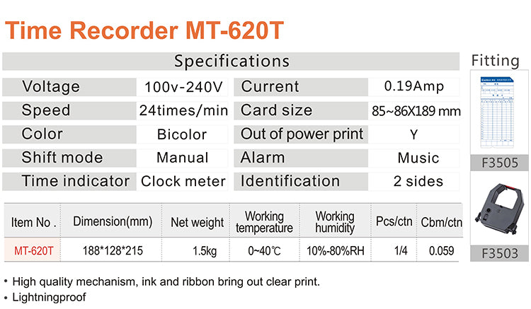 COMIX MT-620T 6 Column Heavy Duty Time Recorder